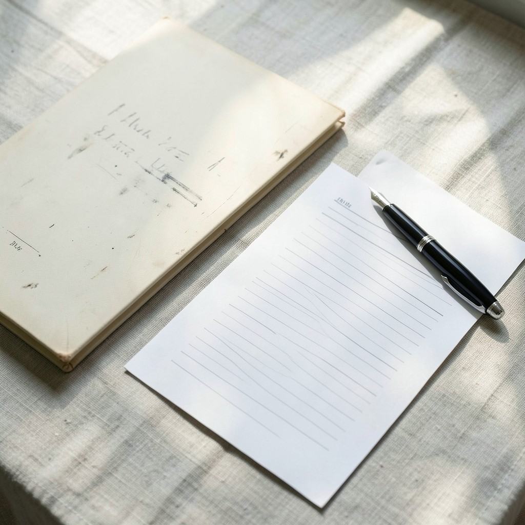 Printed checklist and fountain pen beside a closed client folder
